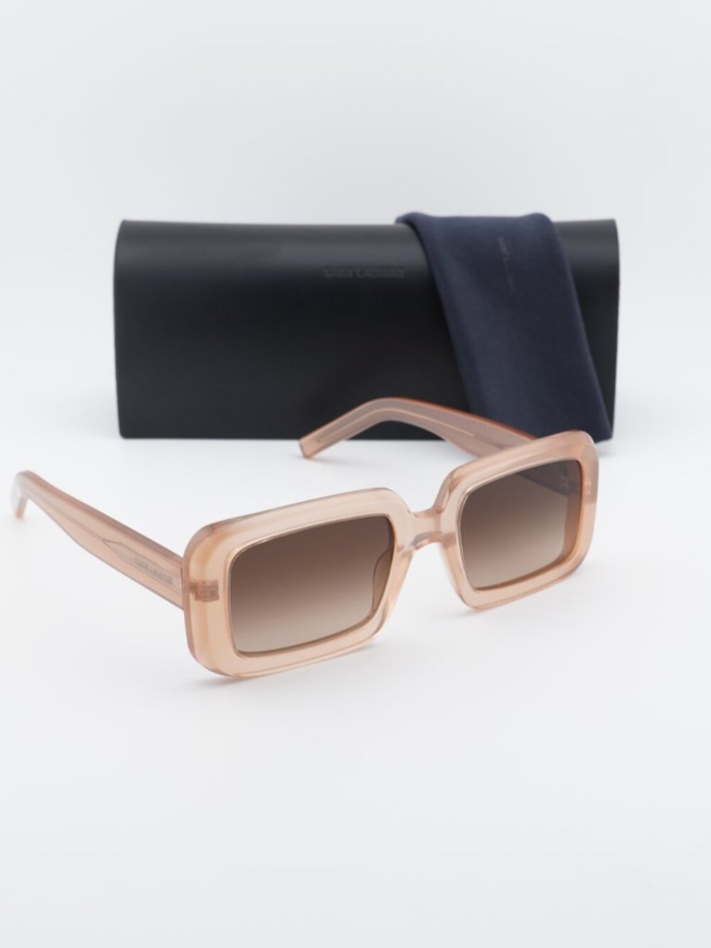 Saint Laurent SL534 SUNRISE 014 Rectangle Sunglasses - Shiny Orange/Brown - Picture 6 of 11